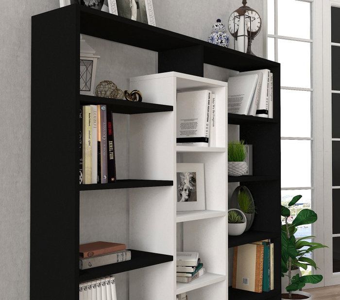 Hanah Home Ample Estantería Blanco y Negro Hanah Home Ample Estantería Blanco y Negro